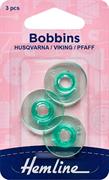 HEMLINE HANGSELL - Bobbin Plastic Husqvarna/Viking 3 Pack - blue green